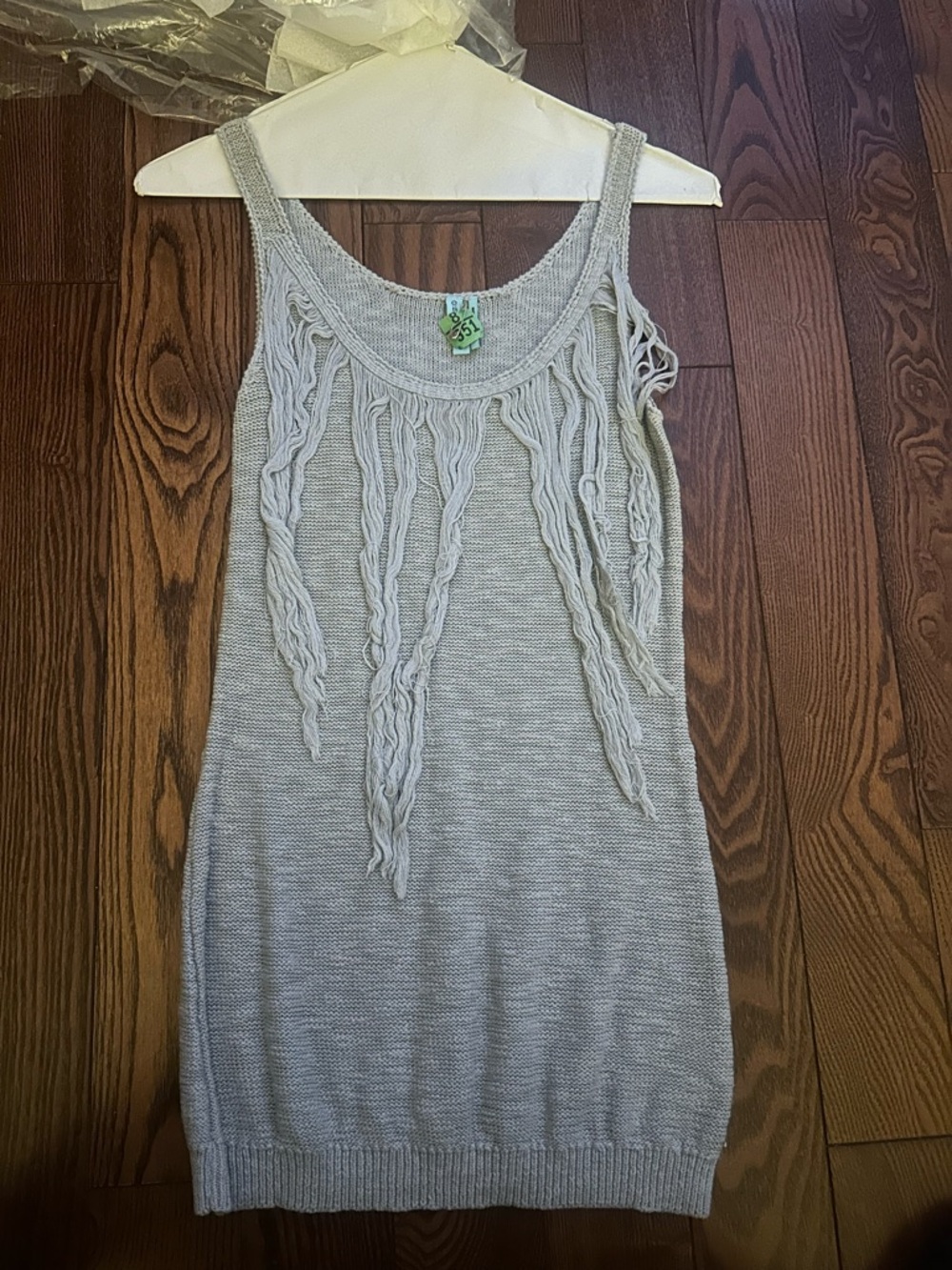 Marciano Light Gray Fringe Knit Tank